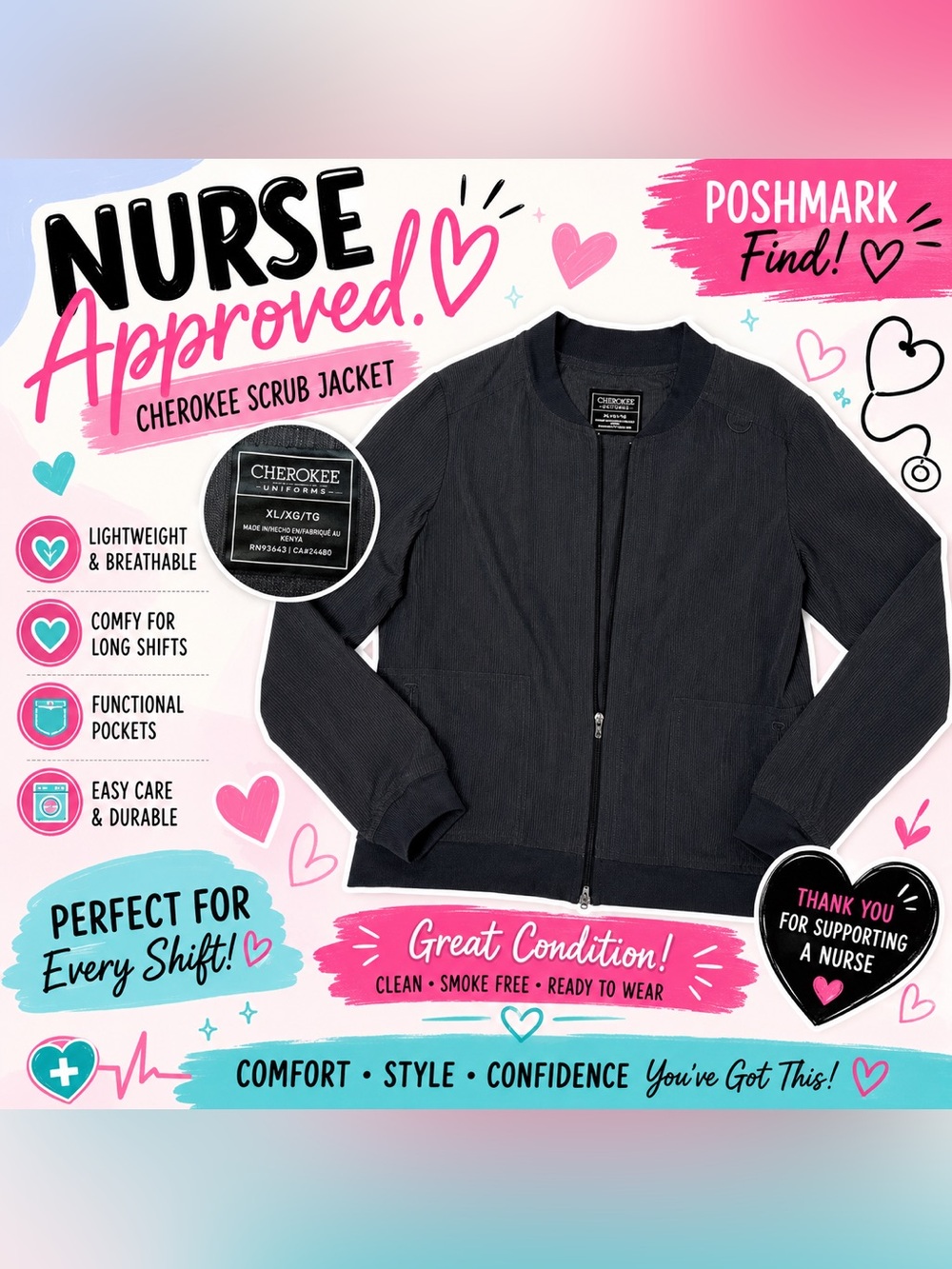 Cherokee Black Women's Zip-Front Utility Jacket